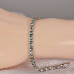 GRA Certified Blue Green Moissanite 5.5 ct Tennis Bracelet 925 Sterling